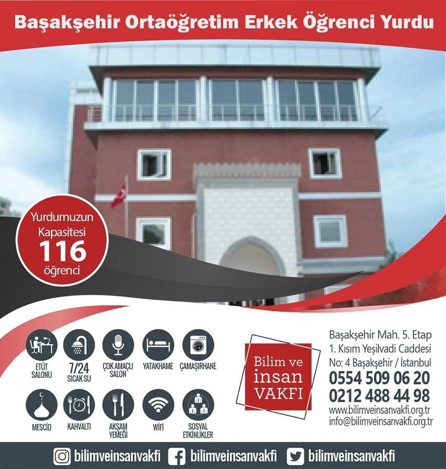 Bilim Ve İnsan Vakfı bünyesindeki özel öğrenci yurtlarımız...